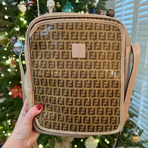 Fendi Brown and Beige FF Logo Crossbody Bag - Picture 2 of 16
